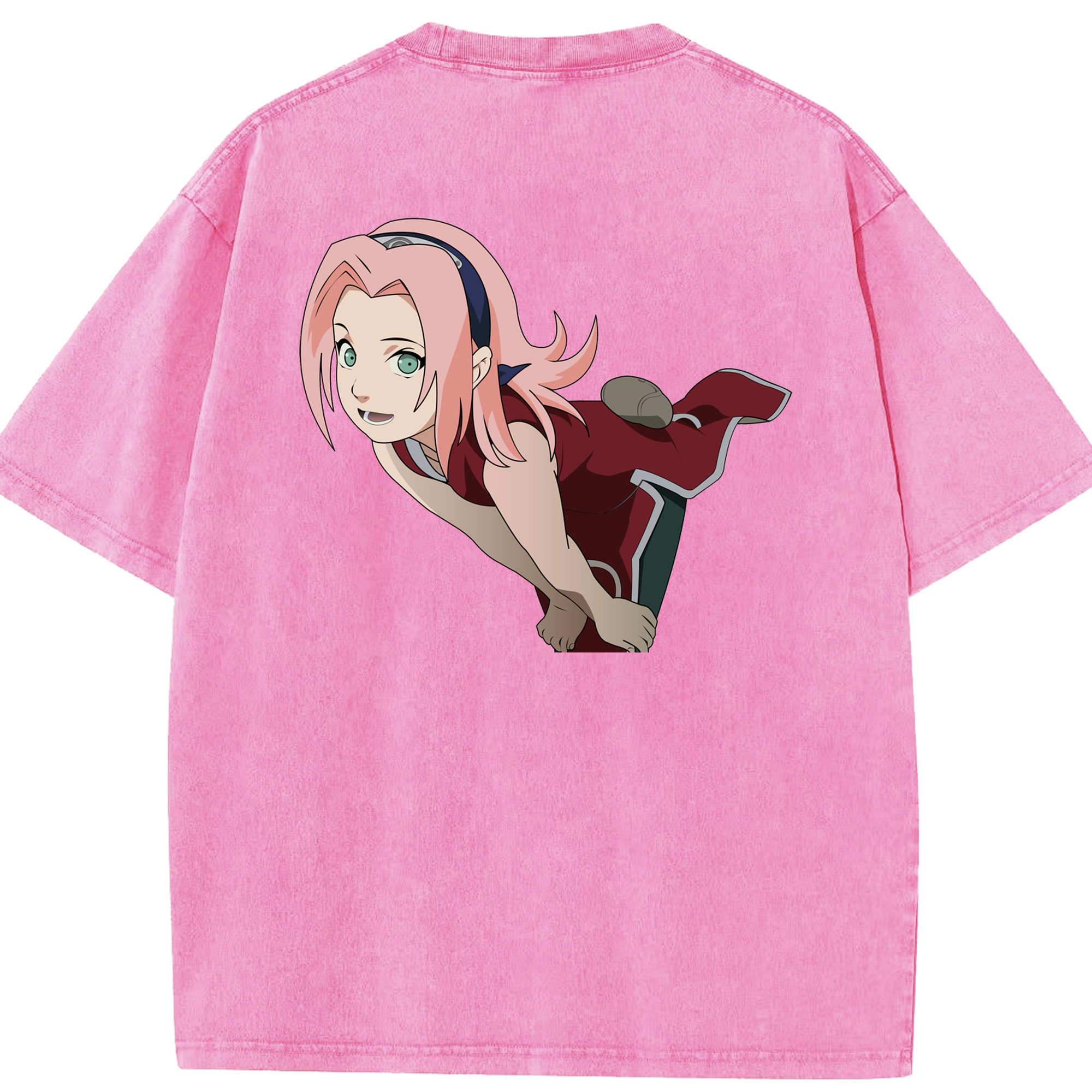 （画像用） NARUTO -ナルト- 春野サクラ Haruno Sakura 綿100% ヴィンテージ風 半袖Tシャツ（背面プリント）